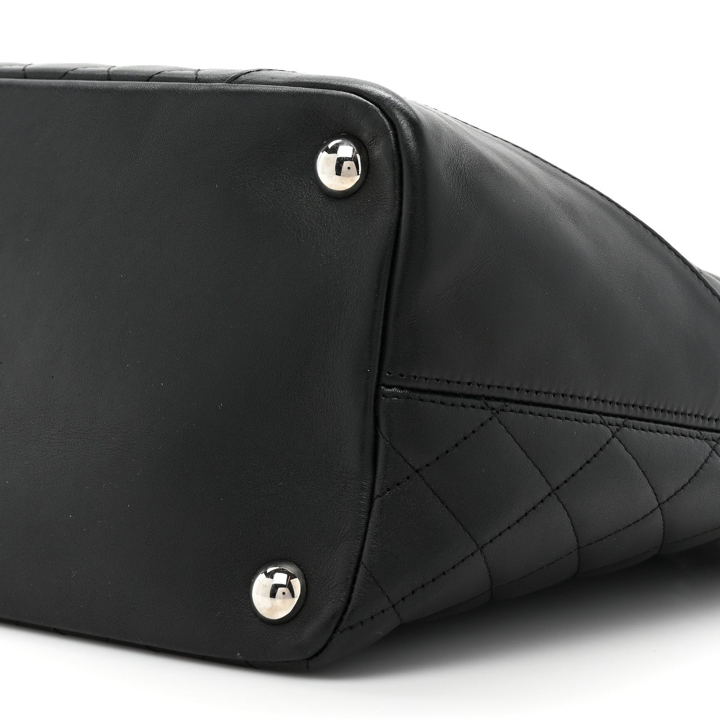Calfskin Quilted Large Cambon Tote Black