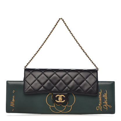 Chanel Calfskin Quilted Brasserie Gabrielle Menu CC Clutch Green 1 of 12