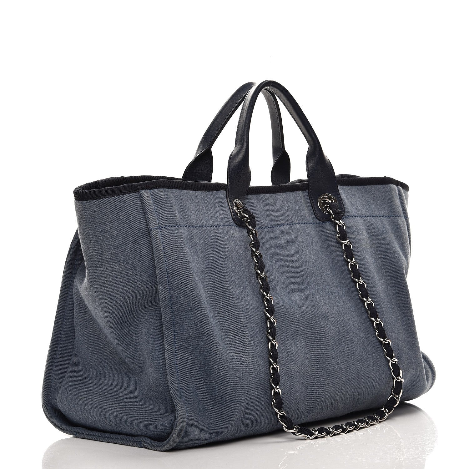 Chanel Canvas Sequin Large Deauville Tote Navy 4 of 10