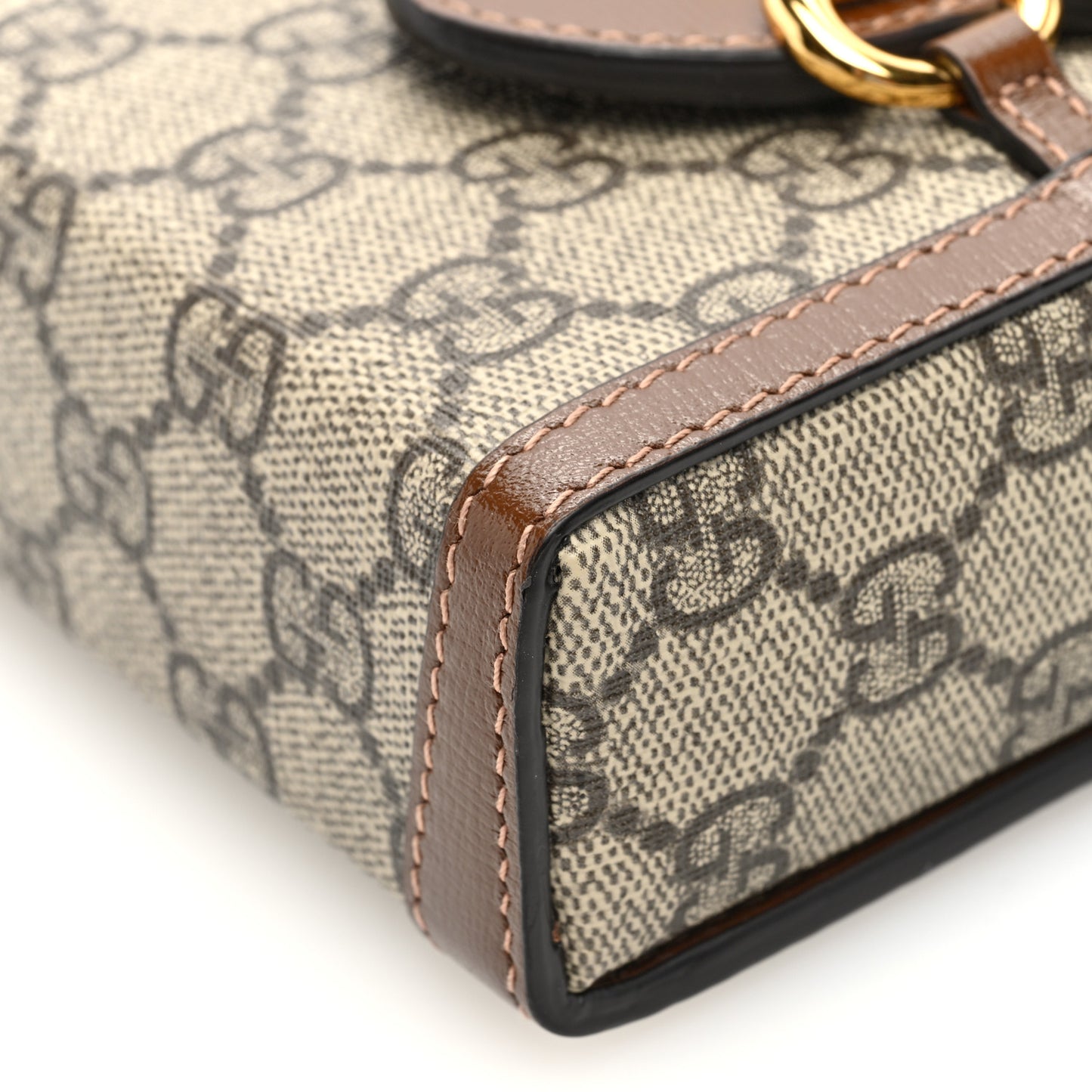 GG Supreme Monogram Mini Horsebit 1955 Crossbody Bag Beige Brown Sugar
