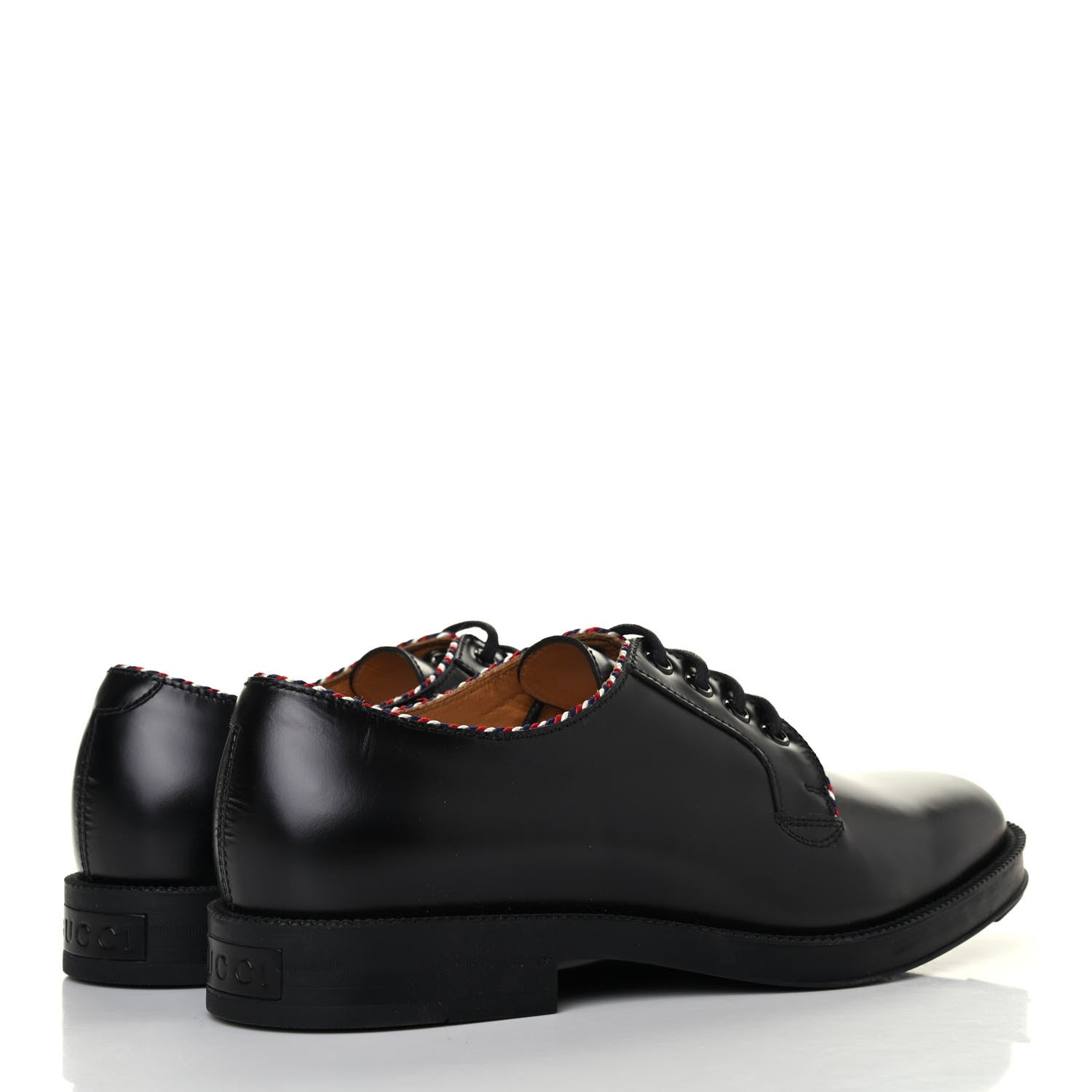 Gucci Calfskin Embroidered Mens Lace Up Oxfords 7 Black 3 of 4