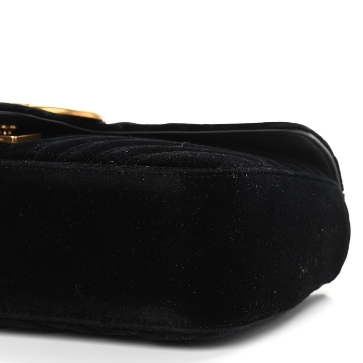 Velvet Matelasse Small GG Marmont Shoulder Bag Black