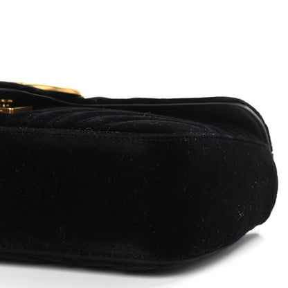 Gucci Velvet Matelasse Small GG Marmont Shoulder Bag Black 10 of 11