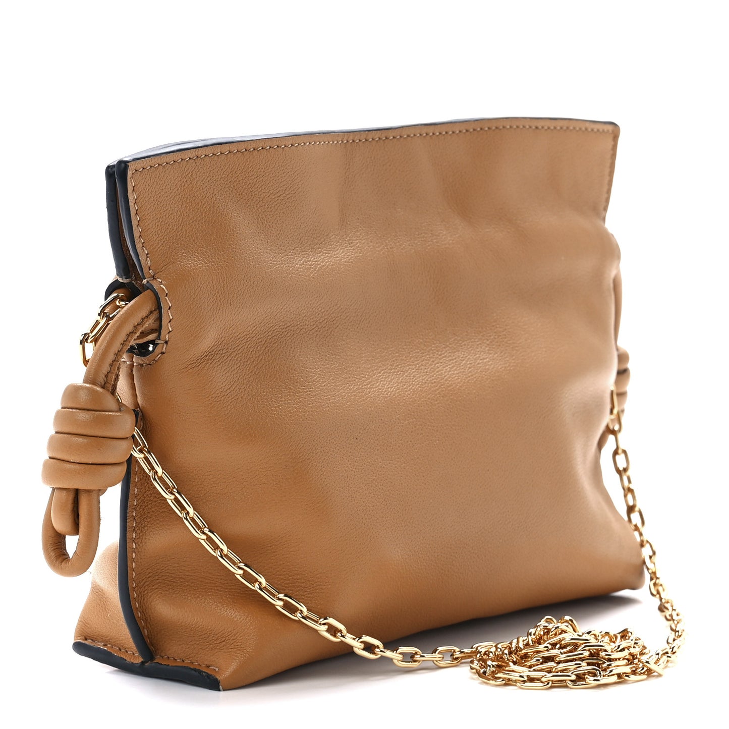 Calfskin Nano Flamenco Knot Clutch Warm Desert