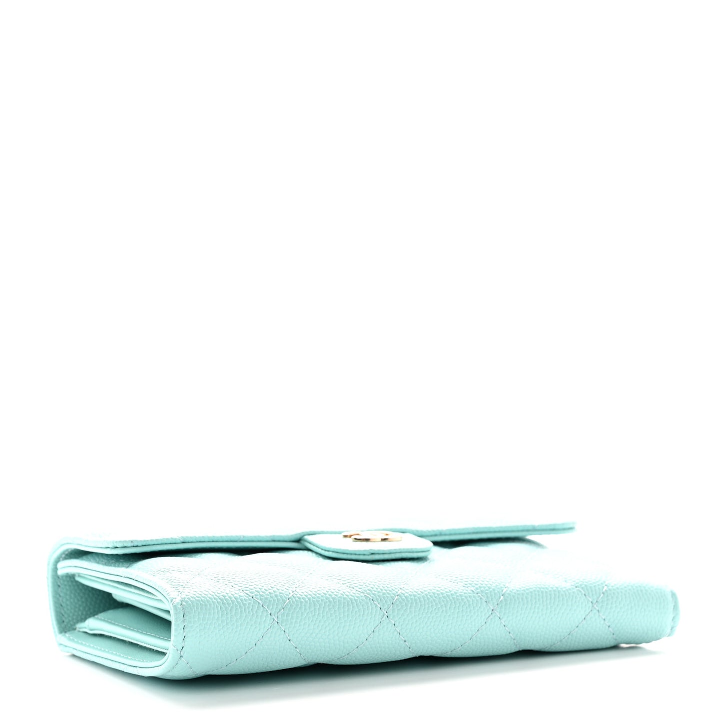 Caviar Quilted Medium Flap Wallet Light Blue
