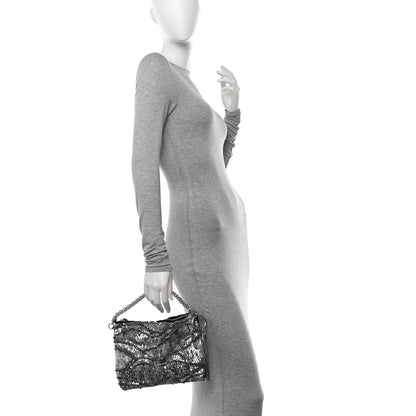 Jimmy Choo Silk Sequin Crystal Tassel Callie Clutch Black Silver Multicolor 2 of 11