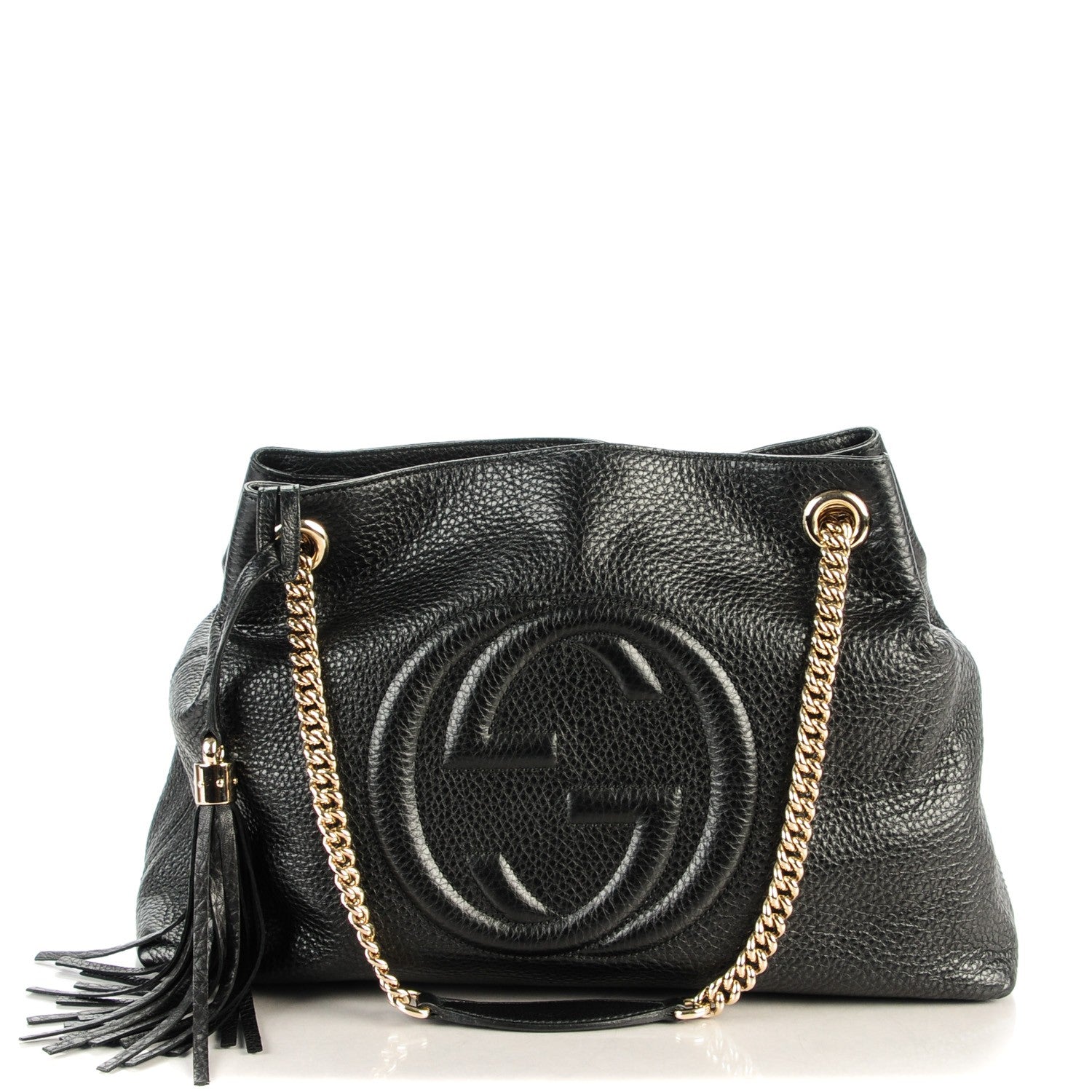 Gucci Pebbled Calfskin Medium Soho Chain Shoulder Bag Black 1 of 7
