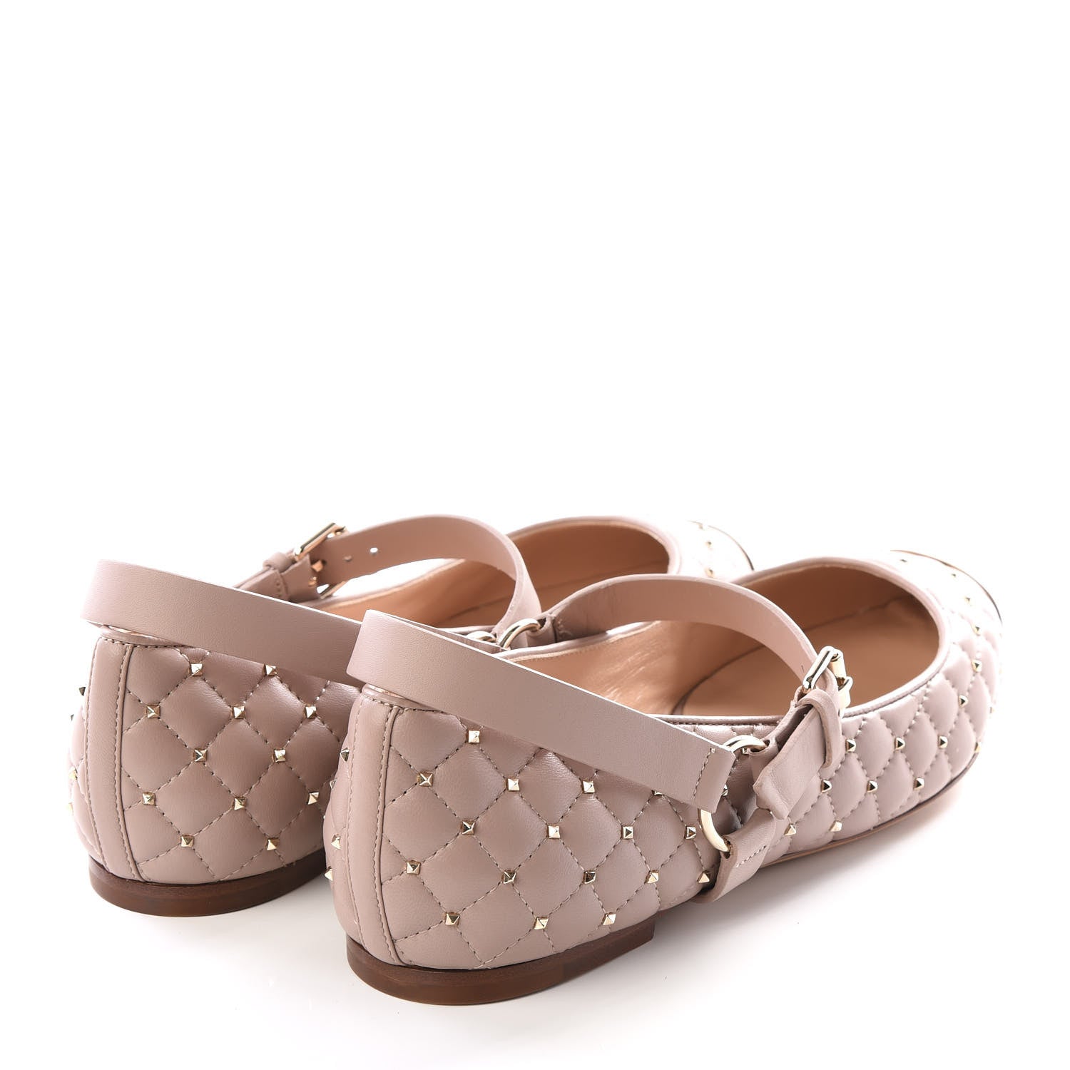 Valentino Garavani Lambskin Rockstud Spike Captoe Ballerina Flats 39.5 Poudre Gold 4 of 13
