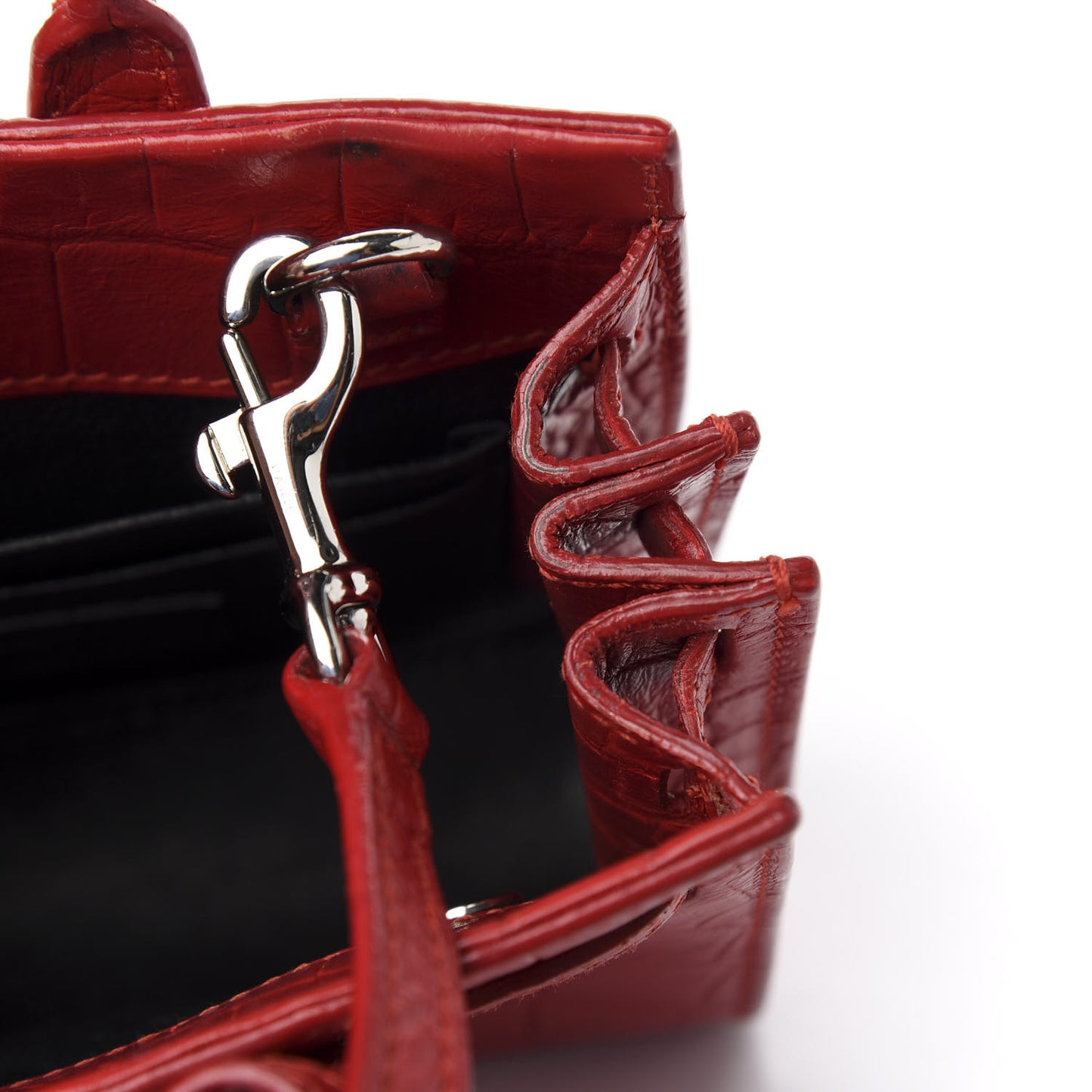 Calfskin Crocodile Embossed Toy Sac De Jour Red