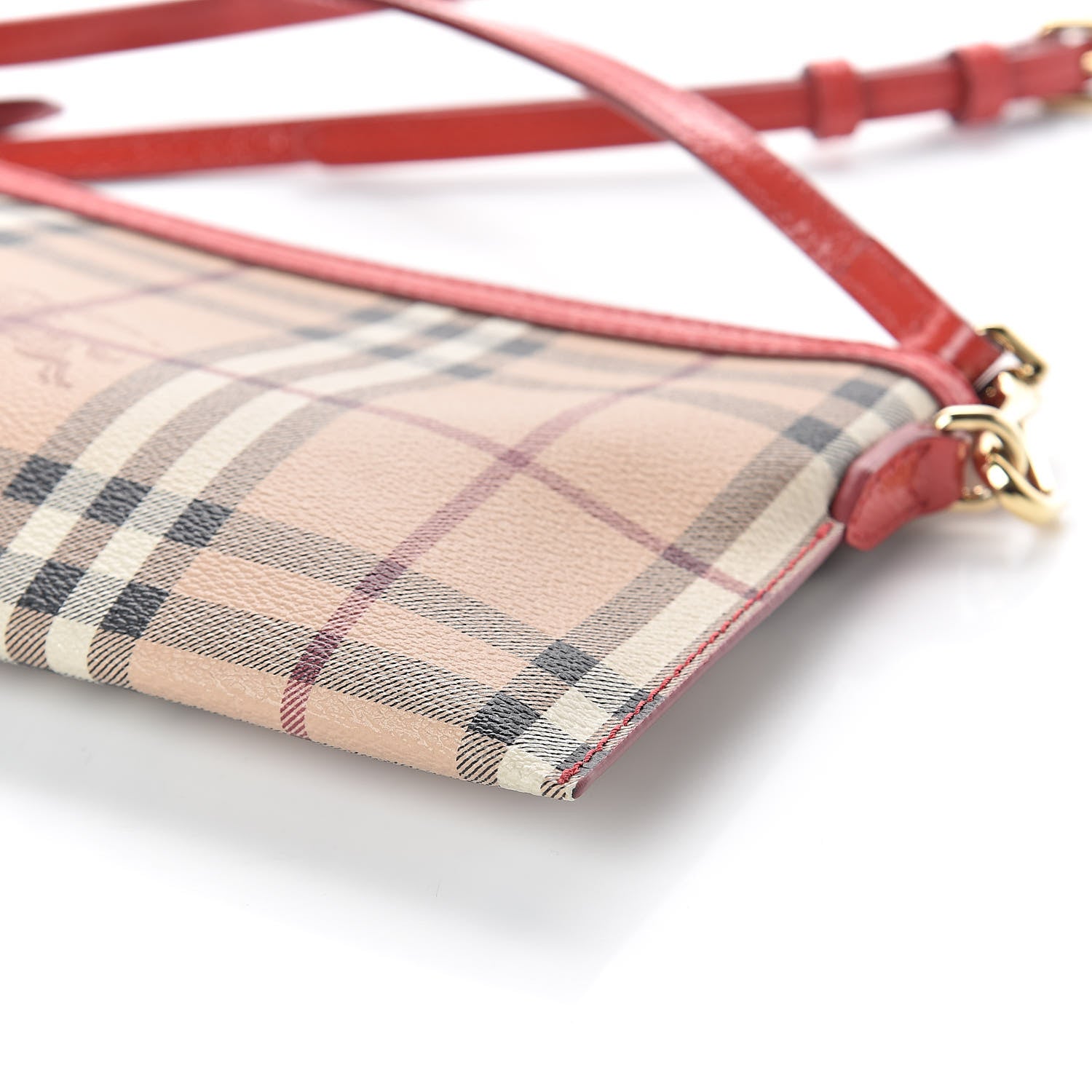 Burberry Haymarket Check Small Peyton Crossbody Clutch Bag Red 9 of 9