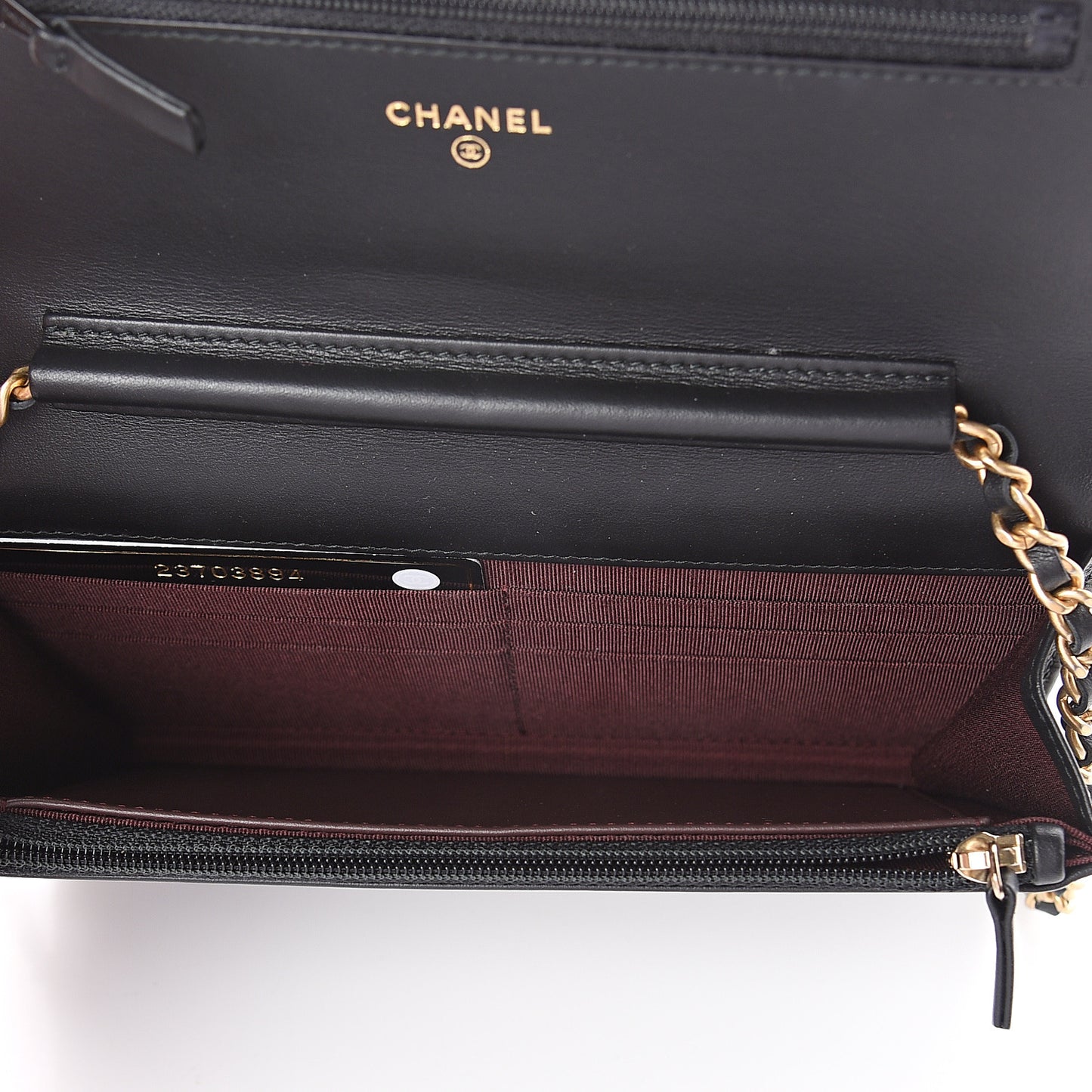 Aged Calfskin Quilted Lucky Charms 2.55 Reissue Wallet On Chain WOC Black