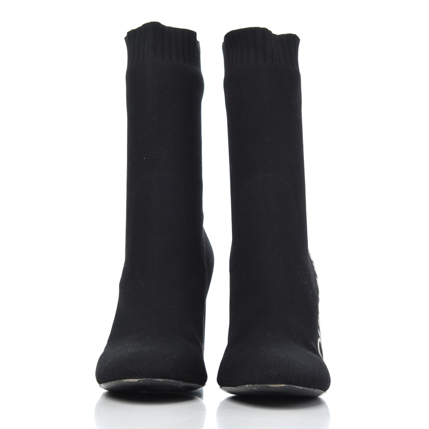 Stretch Fabric Silhouette Ankle Boots 41 Black