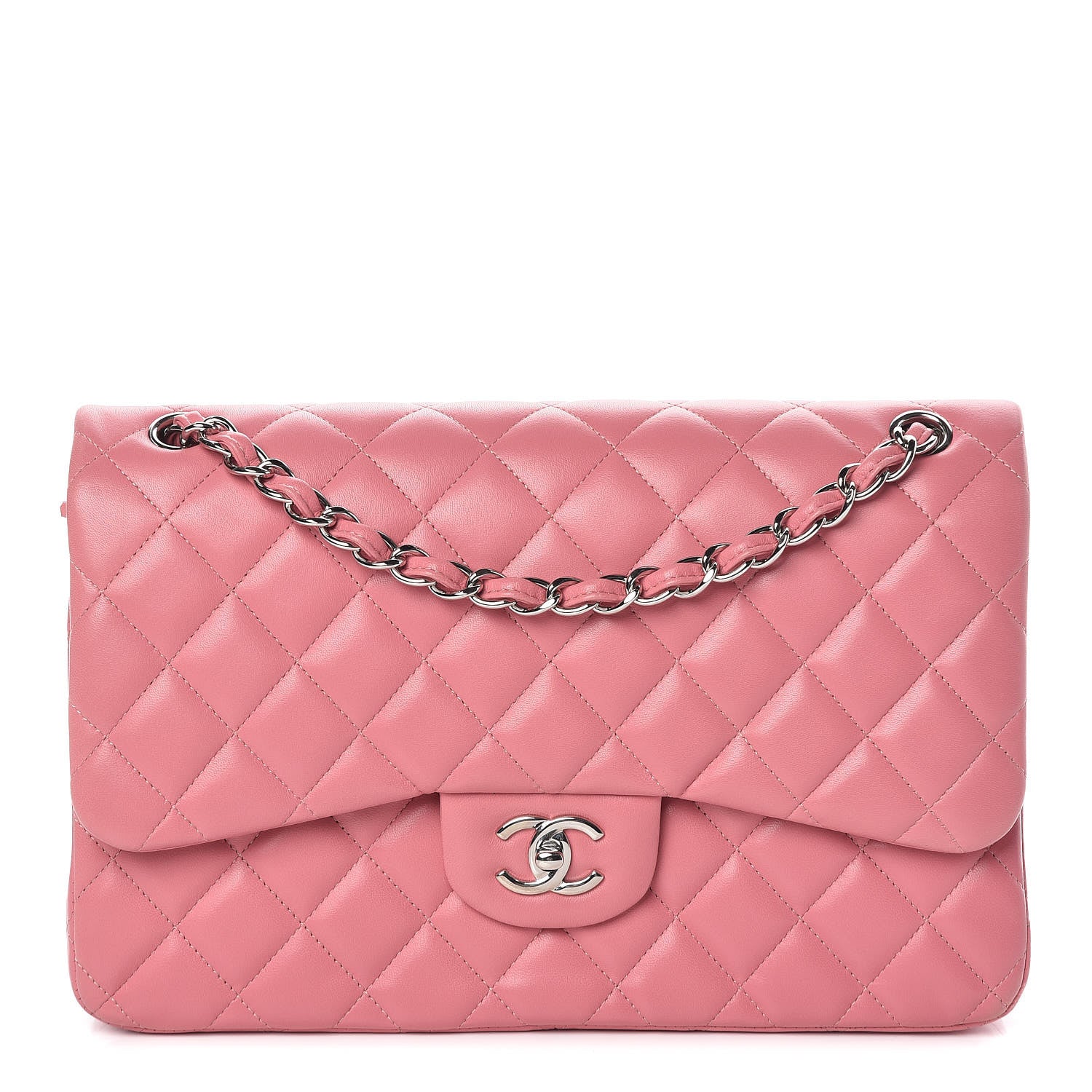 Chanel Lambskin Quilted Jumbo Double Flap Pink 1 of 10