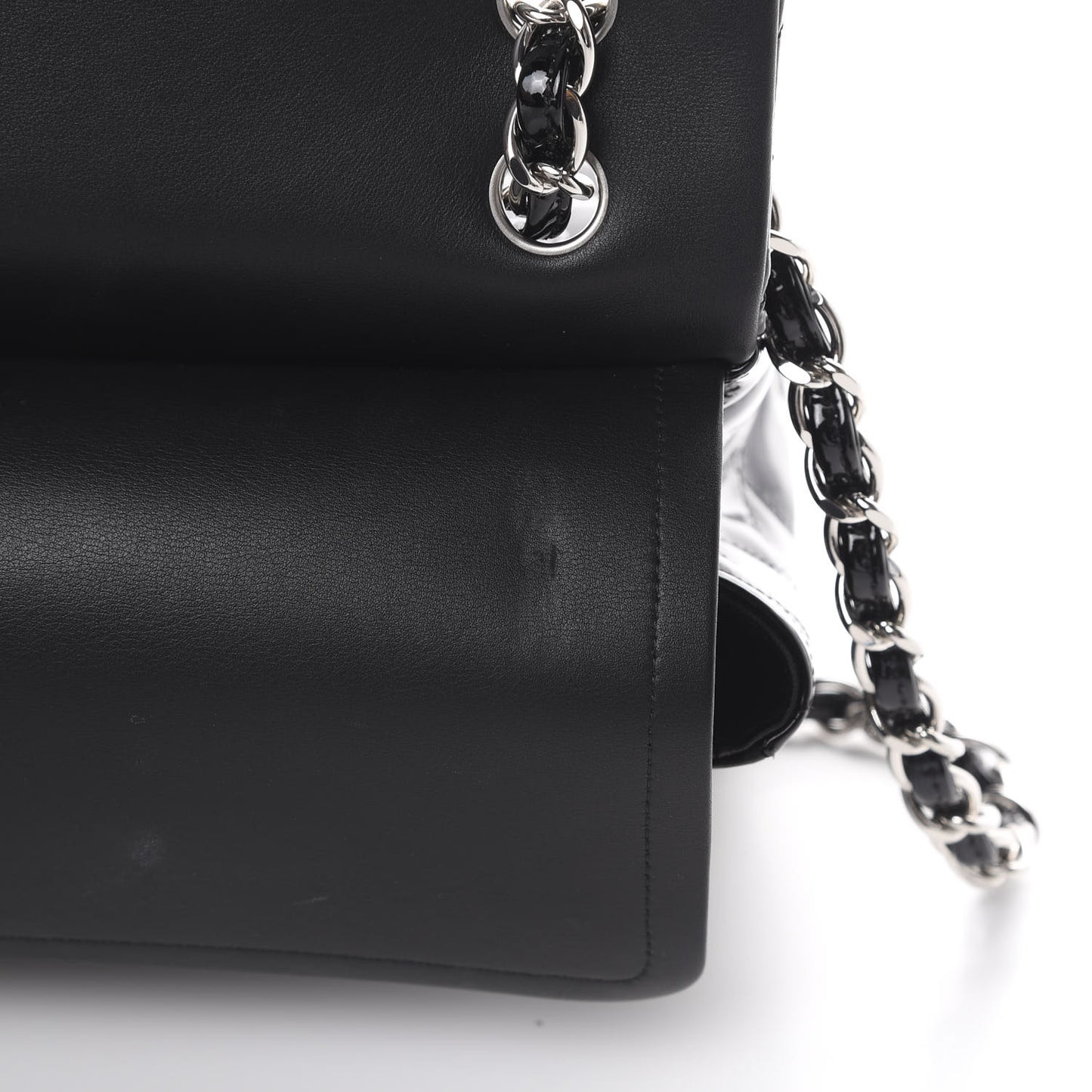 Patent Quilted Jumbo Double Flap Black