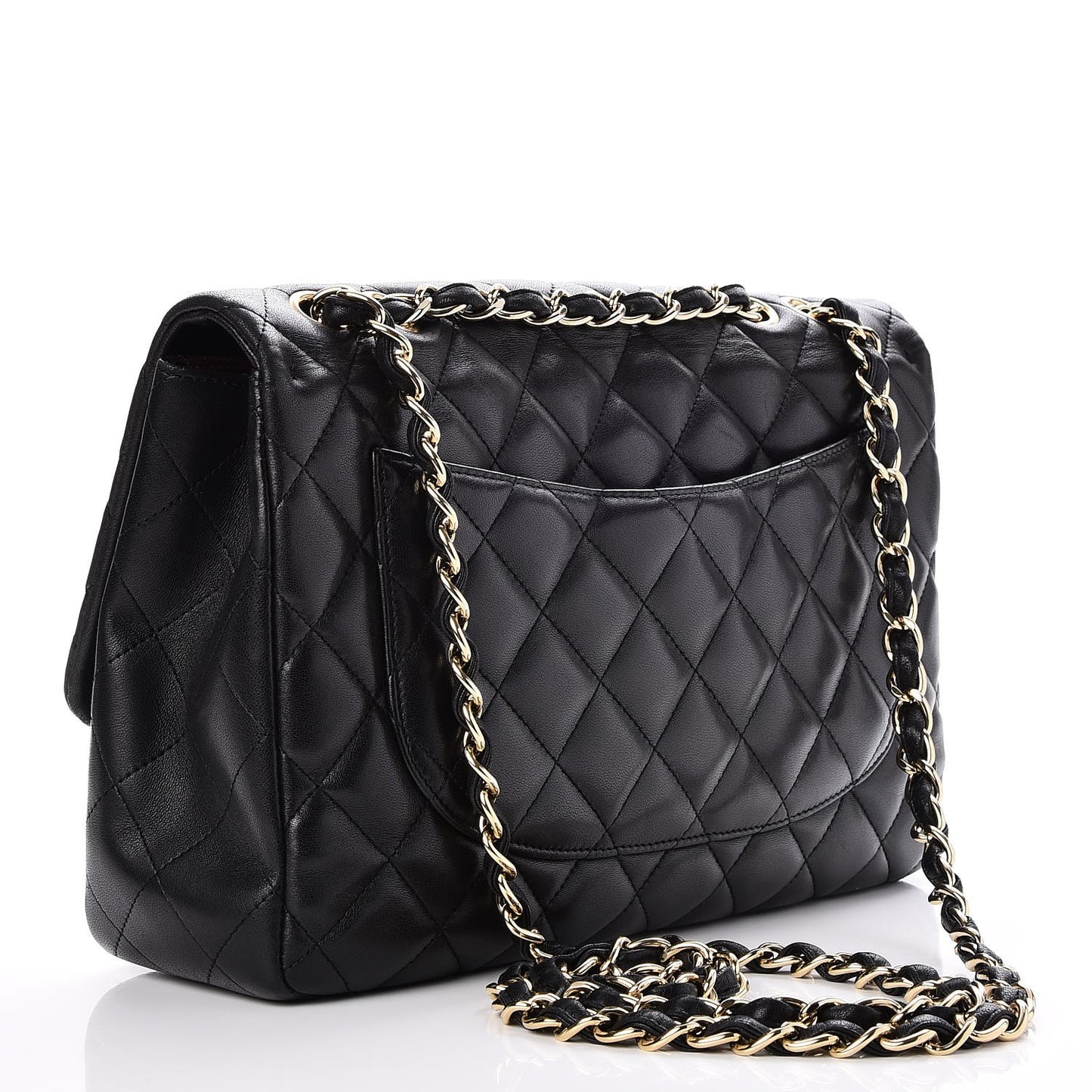 Lambskin Quilted Jumbo Single Flap Black