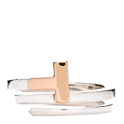 Tiffany 18K Rose Gold Sterling Silver T Square Wrap Ring 49 4.75 1 of 4