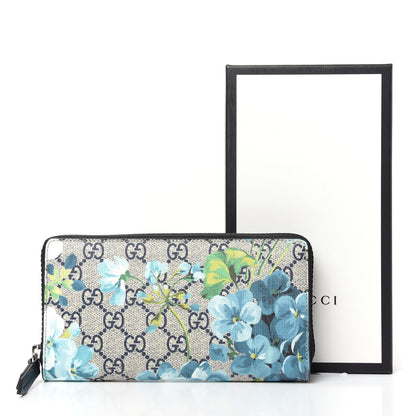 Gucci GG Supreme Monogram Blooms Zip Around Wallet Blue 7 of 7