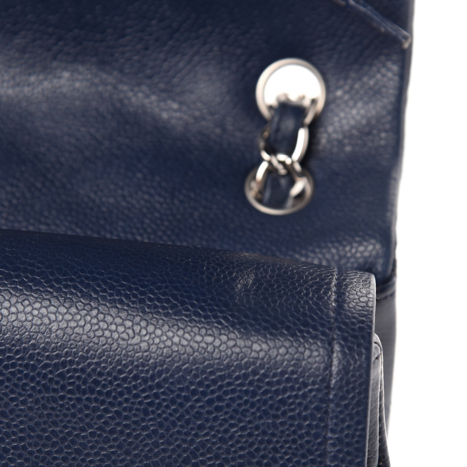Chanel Caviar Quilted Jumbo Double Flap Dark Blue 9 of 13