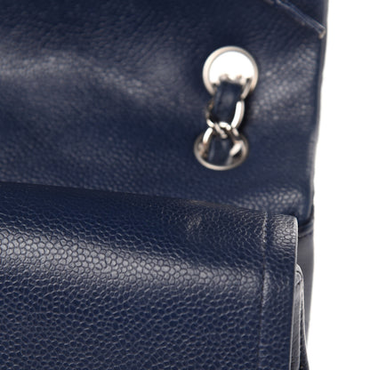 Chanel Caviar Quilted Jumbo Double Flap Dark Blue 9 of 13