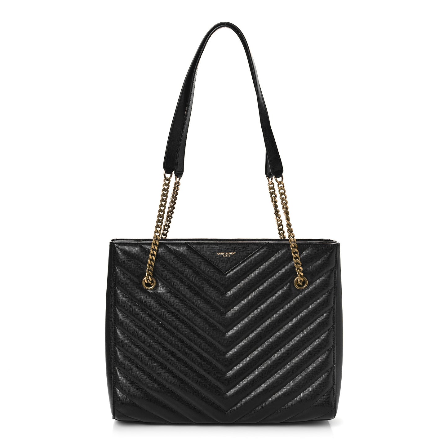 Grain De Poudre Matelasse Chevron Medium Tribeca Shopping Bag Black