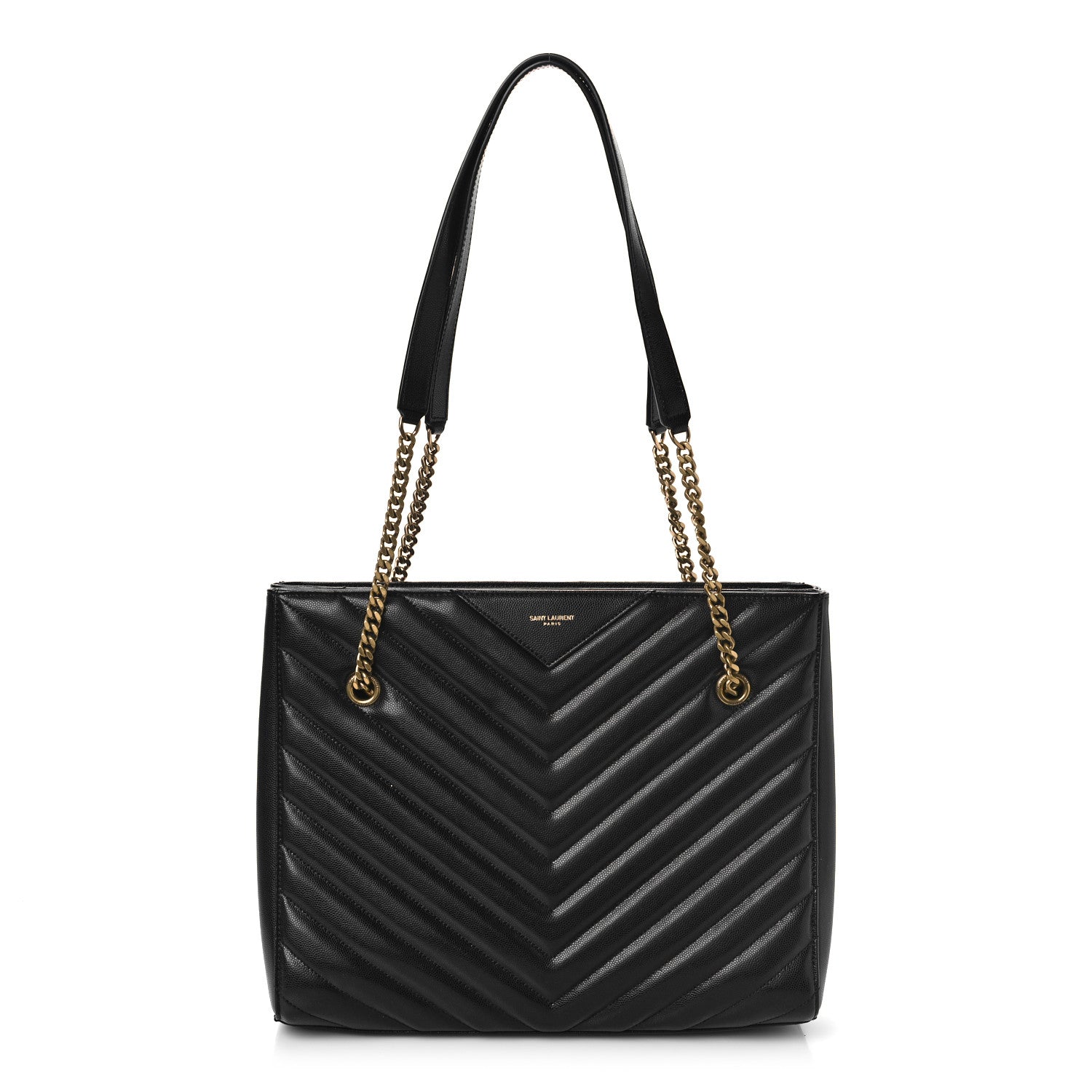 Saint Laurent Grain De Poudre Matelasse Chevron Medium Tribeca Shopping Bag Black 1 of 10