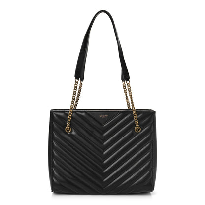 Saint Laurent Grain De Poudre Matelasse Chevron Medium Tribeca Shopping Bag Black 1 of 10