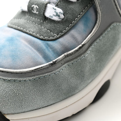 Chanel Nylon Lambskin Suede Calfskin CC Sneakers 39 Blue Grey White 8 of 14