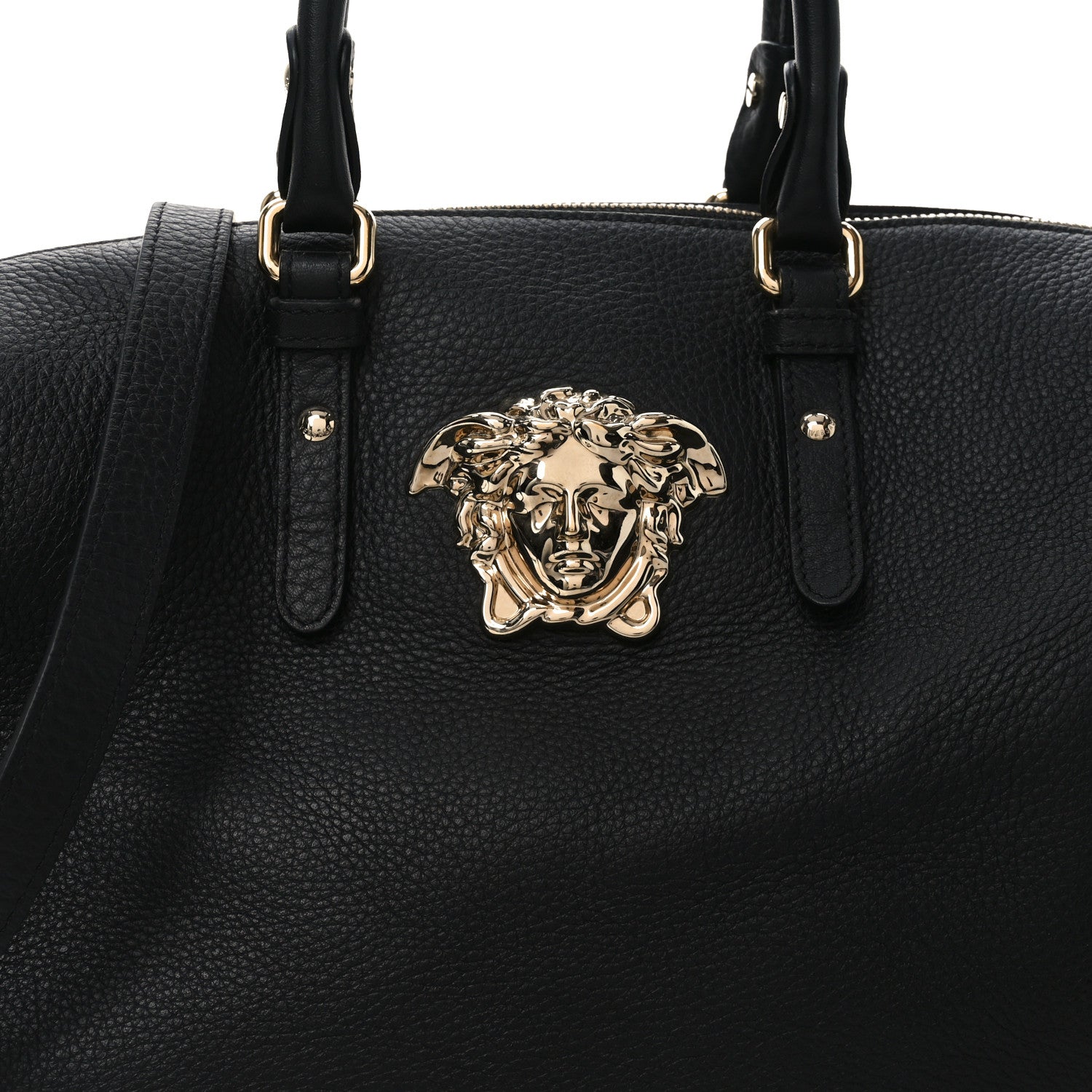 Versace Grained Calfskin Palazzo Duffle Bag Black 7 of 9
