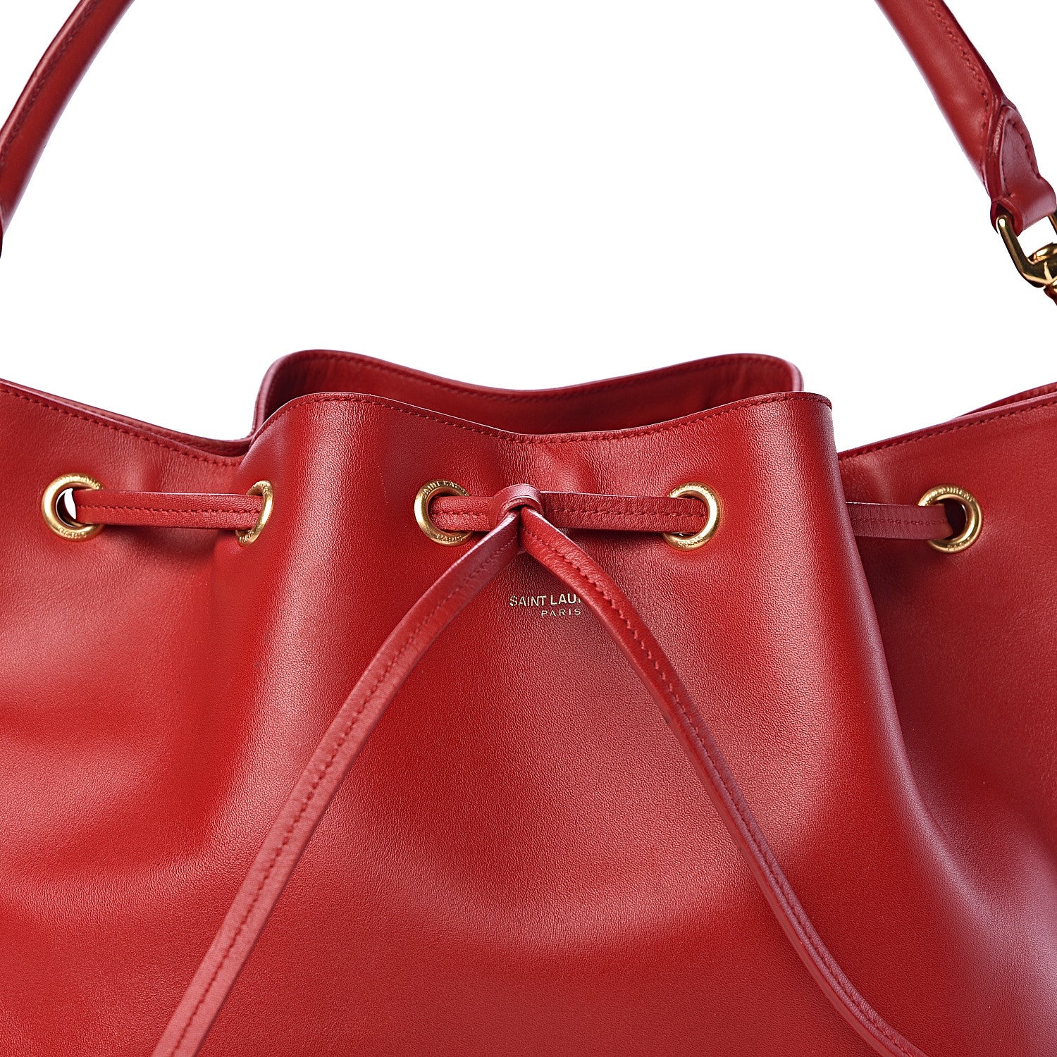 Saint Laurent Calfskin Large Emmanuelle Bucket Bag Lipstick Red 12 of 12