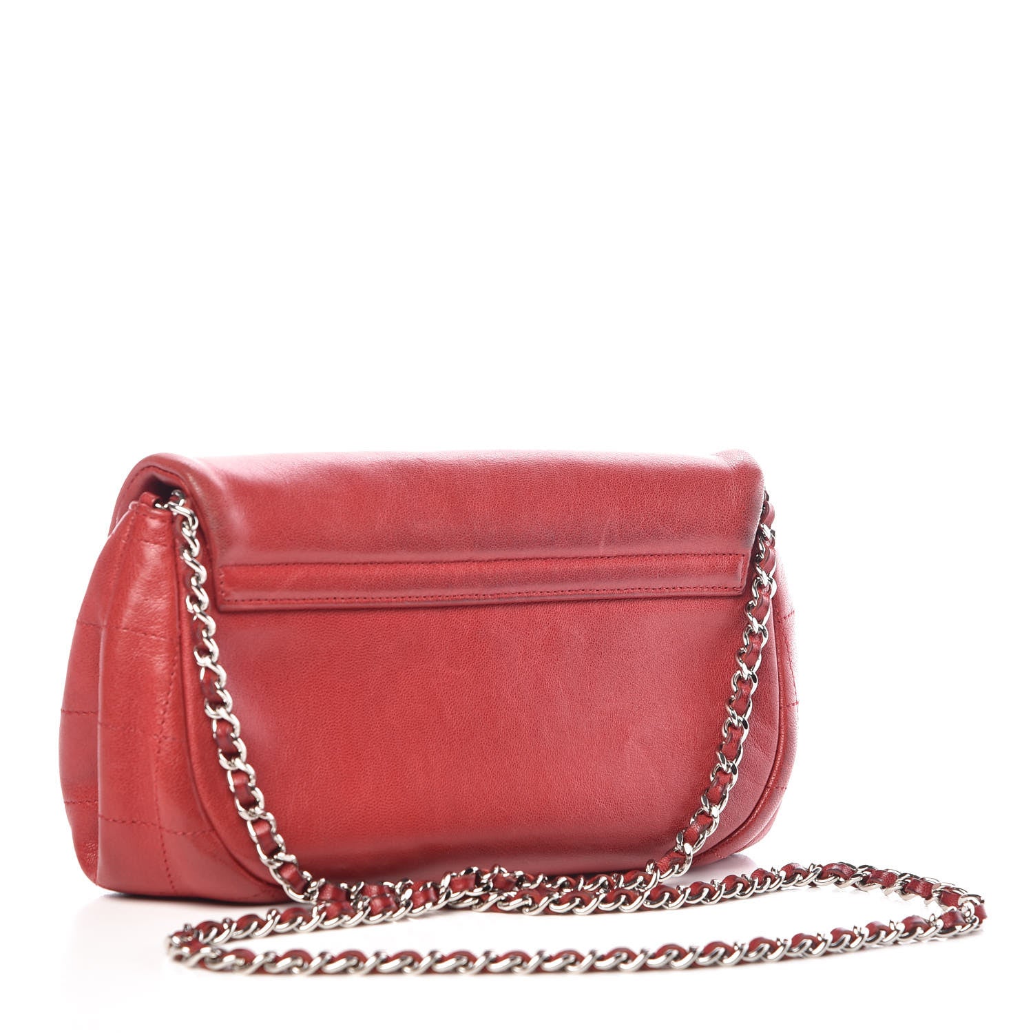 Chanel Lambskin Half Moon Wallet On Chain WOC Red 3 of 13