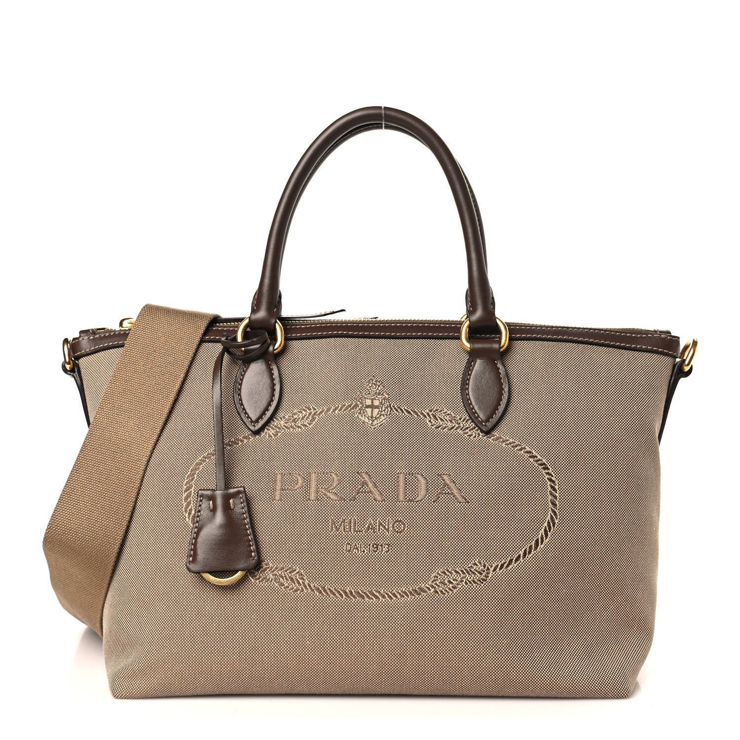 Prada Jacquard Logo Tote Corda Bruciato 1 of 8