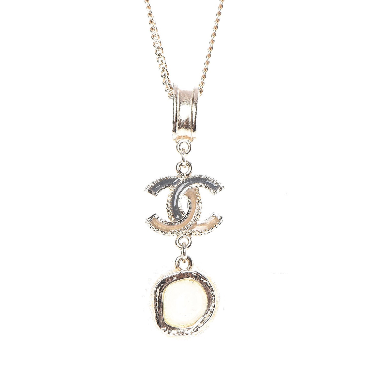 Enamel Gripoix Crystal CC Necklace Gold