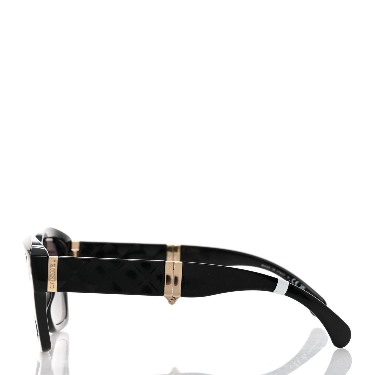 Chanel Acetate Metal Crystal Square Folding Sunglasses 6055-B Black 3 of 10