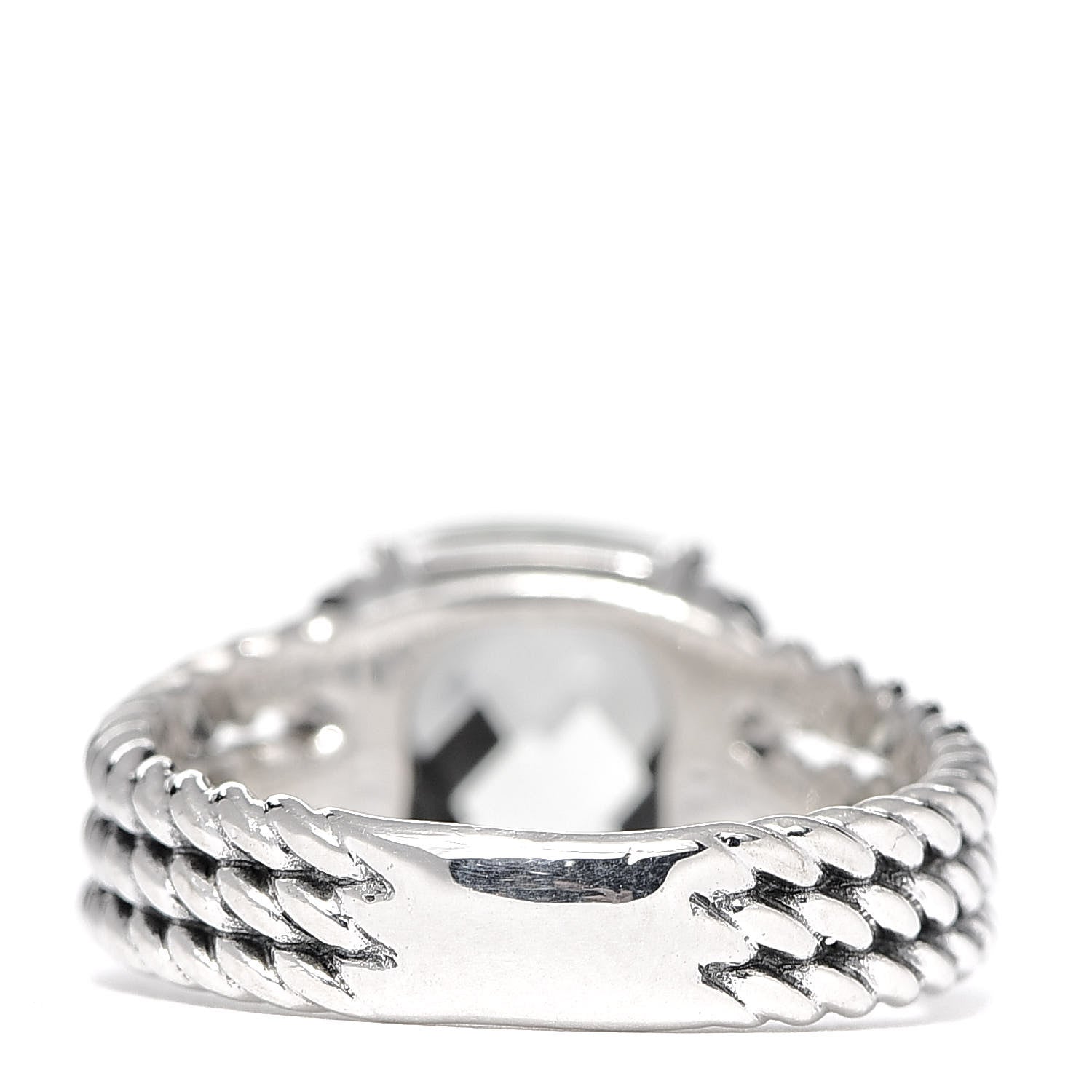 David Yurman Sterling Silver Diamond Prasiolite 10mm Petite Wheaton Ring 52 6 4 of 5