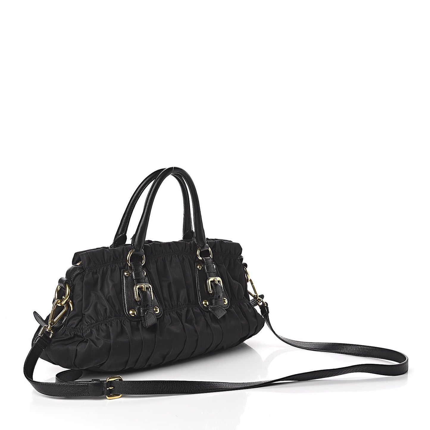 Tessuto Nylon Gaufre Shopping Satchel Black