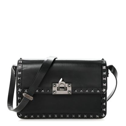 Valentino Garavani Smooth Calfskin Enamel Tonal Rockstud23 Shoulder Bag Black 1 of 9
