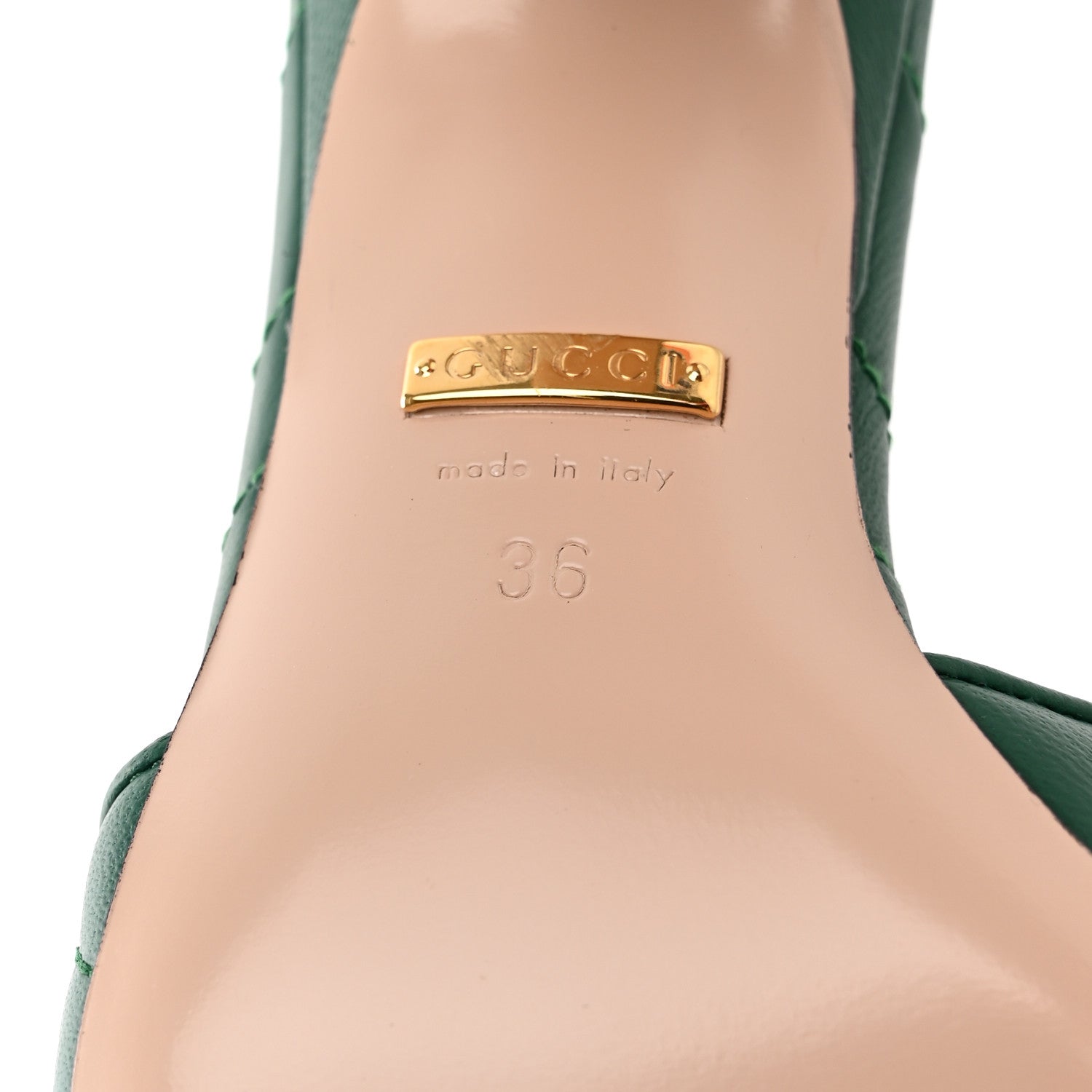 Gucci Nappa Matelasse GG Marmont 75mm Slide Sandals 36 Emerald 7 of 10