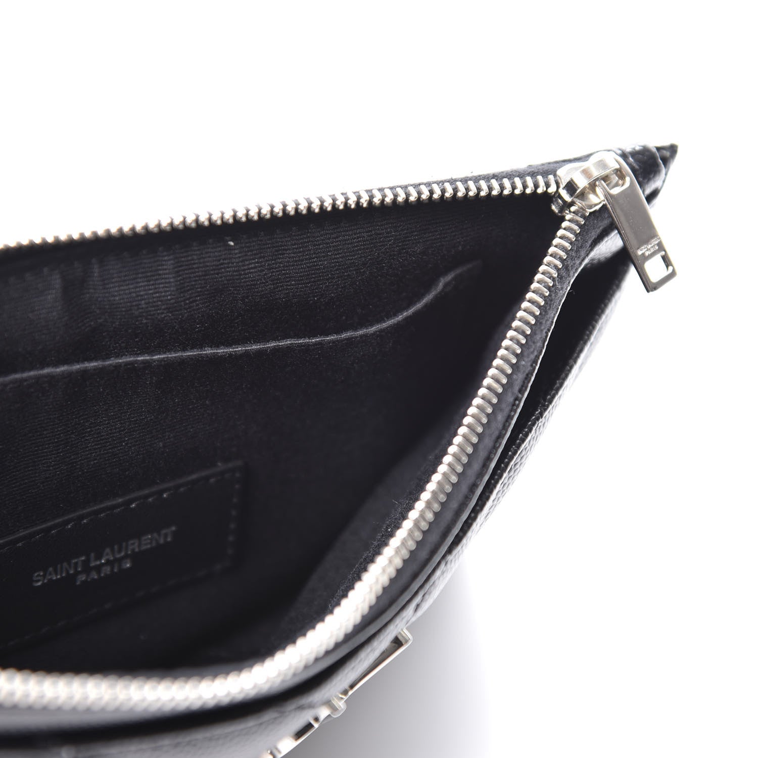 Saint Laurent Grain De Poudre Chevron Monogram Bill Pouch Black 4 of 9