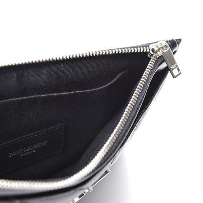 Saint Laurent Grain De Poudre Chevron Monogram Bill Pouch Black 4 of 9
