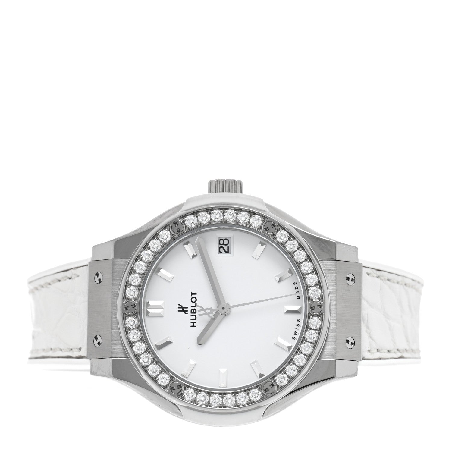 Hublot Titanium Alligator Diamond Bezel 33mm Classic Fusion Quartz Watch 581.NE.2010.LR 2 of 5