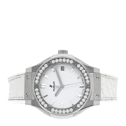 Hublot Titanium Alligator Diamond Bezel 33mm Classic Fusion Quartz Watch 581.NE.2010.LR 2 of 5