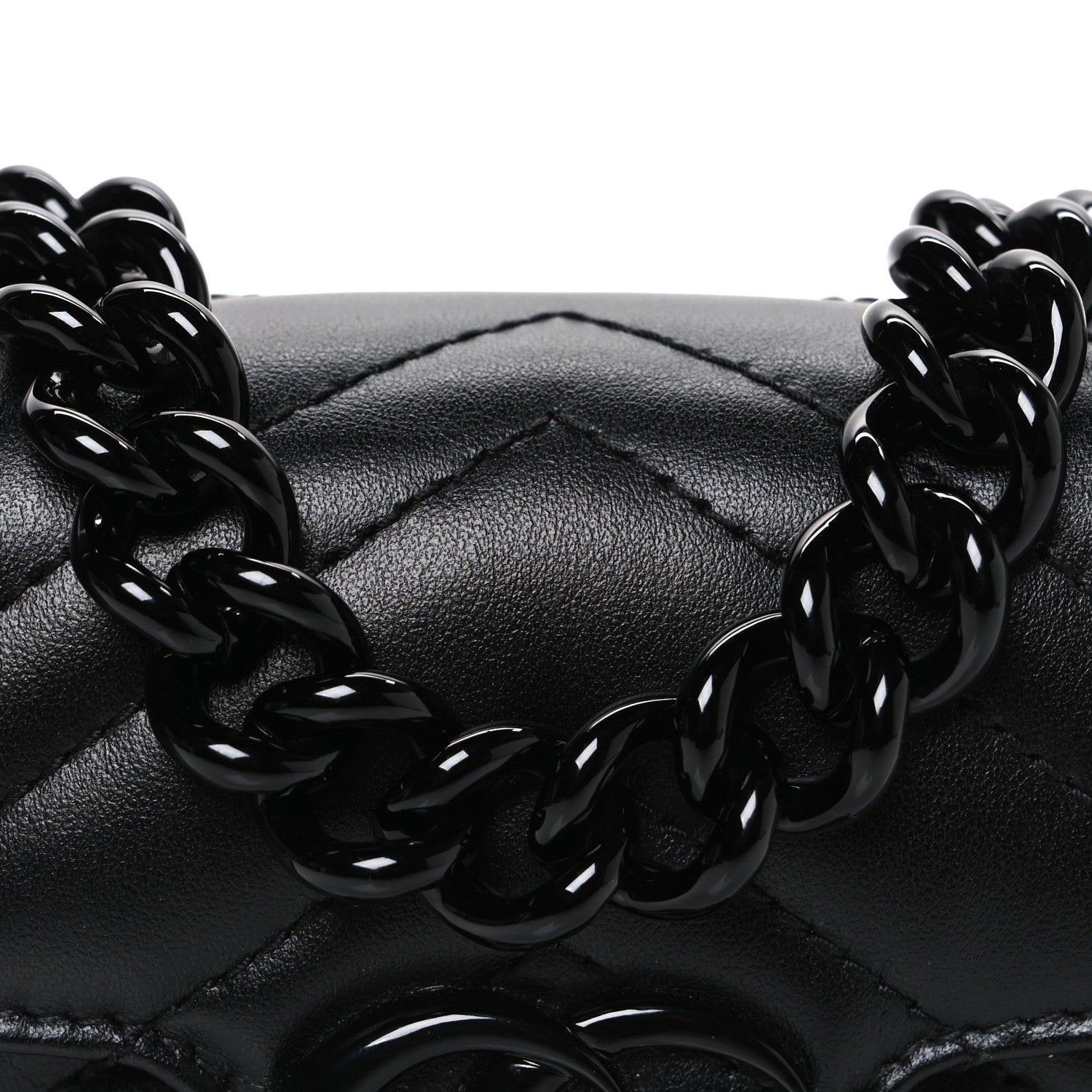 Gucci Calfskin Matelasse Monochrome GG Marmont Chain Belt Bag Black 8 of 11