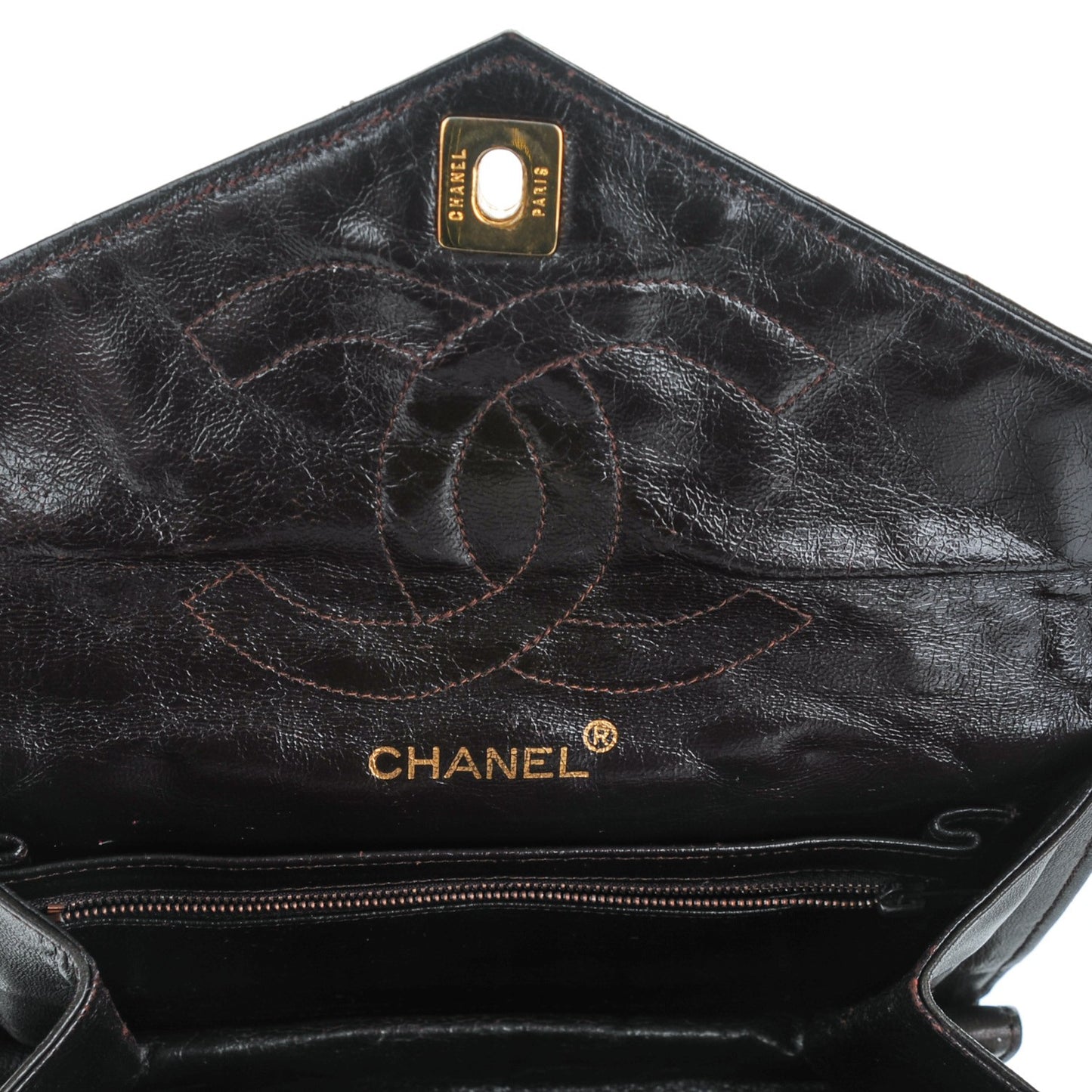 Lambskin Quilted Envelope Single Flap Brown