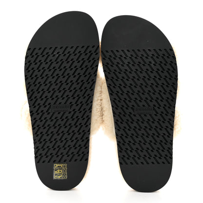 Hermes Woolskin Womens Chypre Sandals 37.5 Ecru 5 of 7