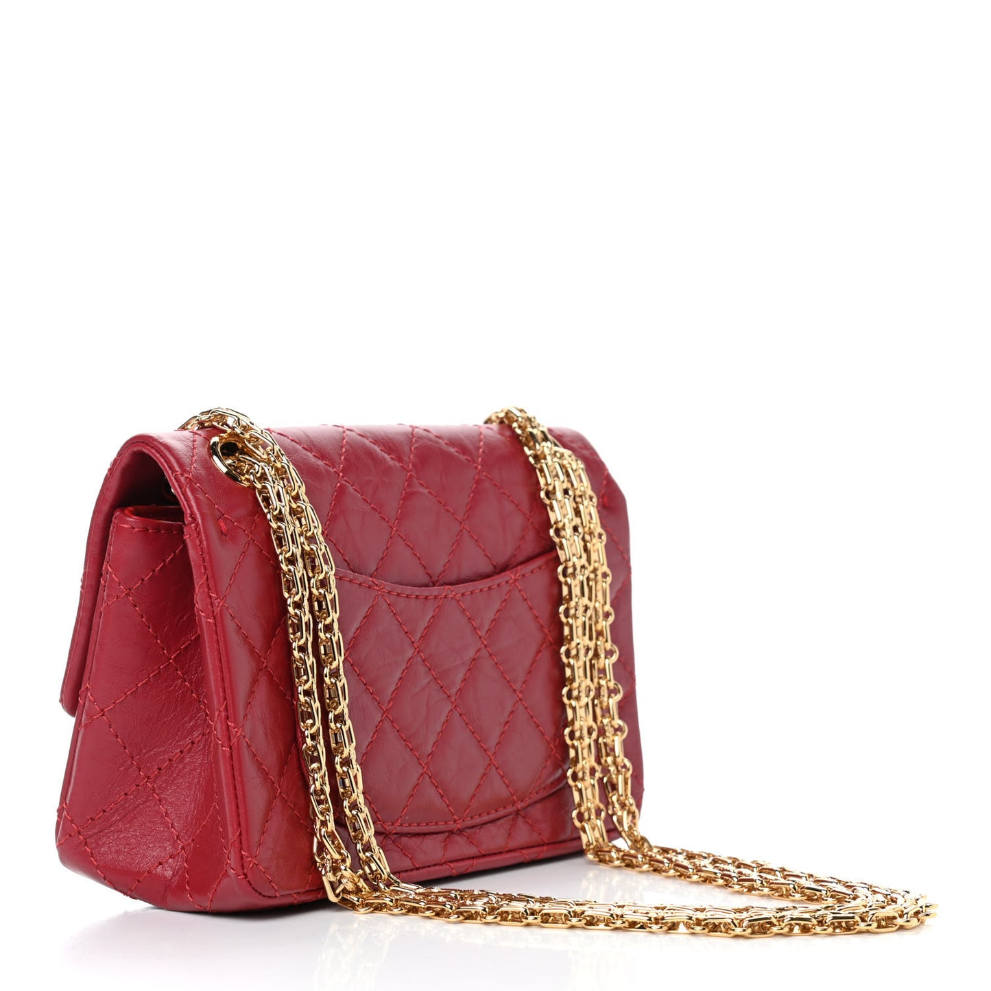 Aged Calfskin Quilted 2.55 Reissue Mini Flap Red