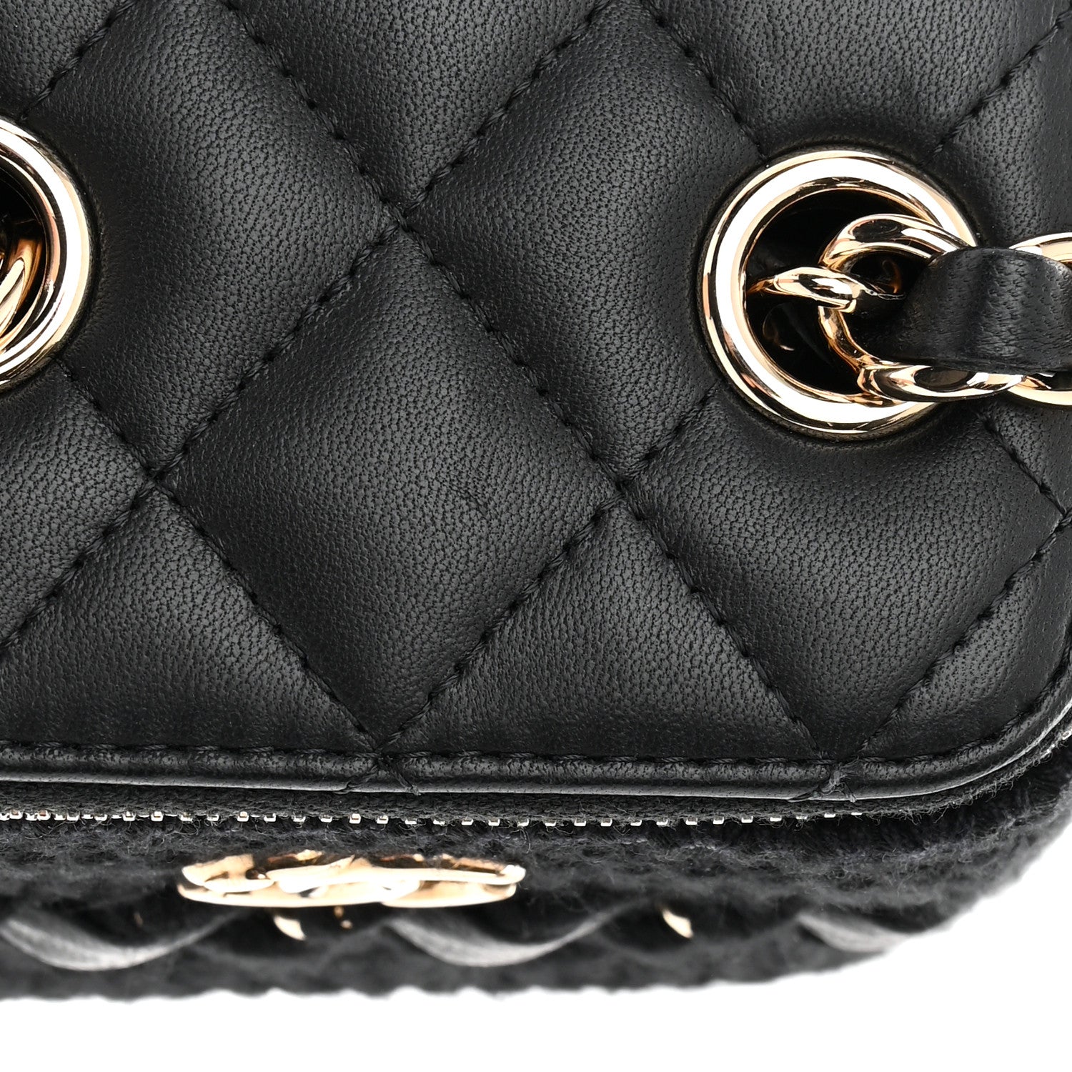 Chanel Lambskin Crochet Small Vanity Case With Chain Black 17 of 17