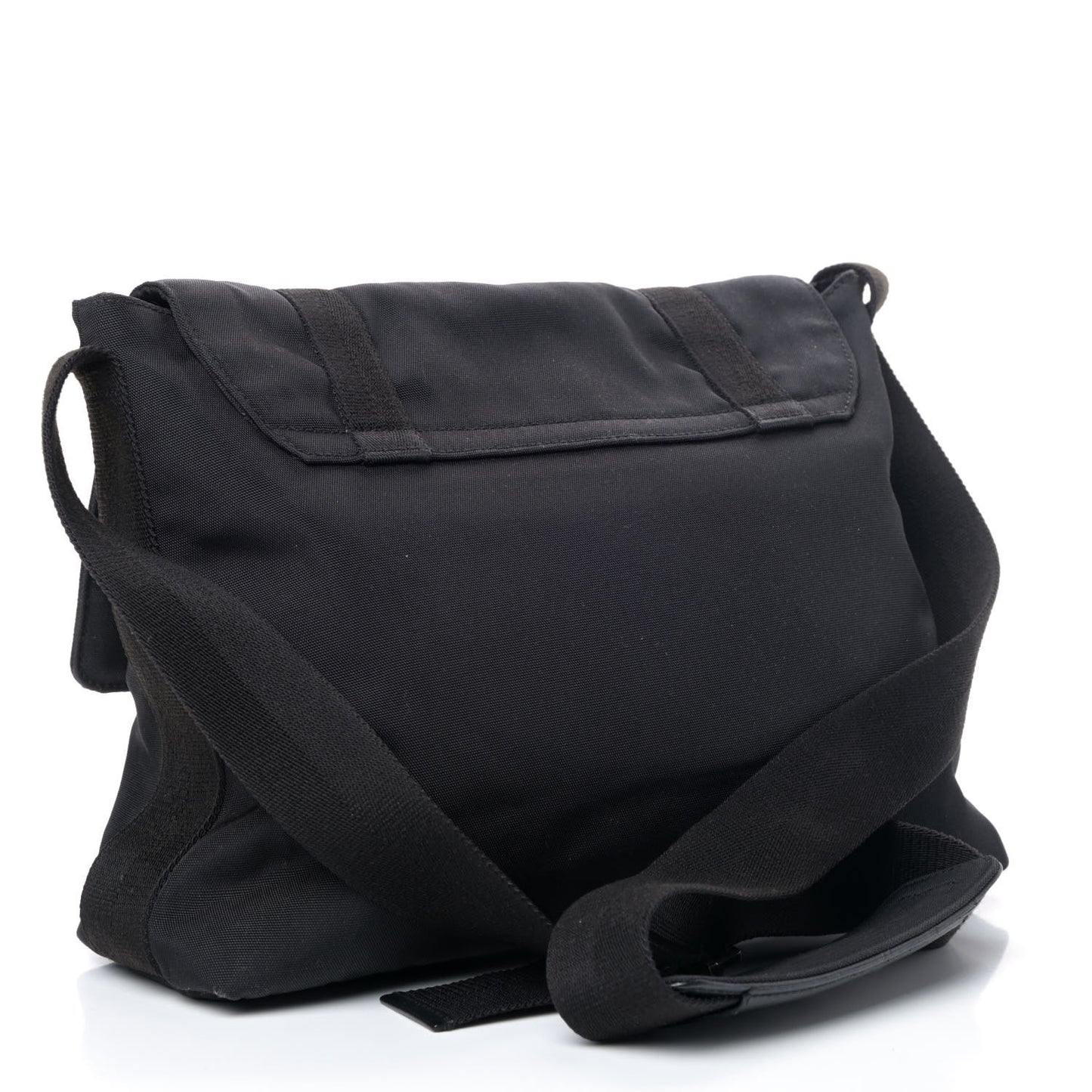 Nylon Medium Double Buckle Flap Messenger Bag Black