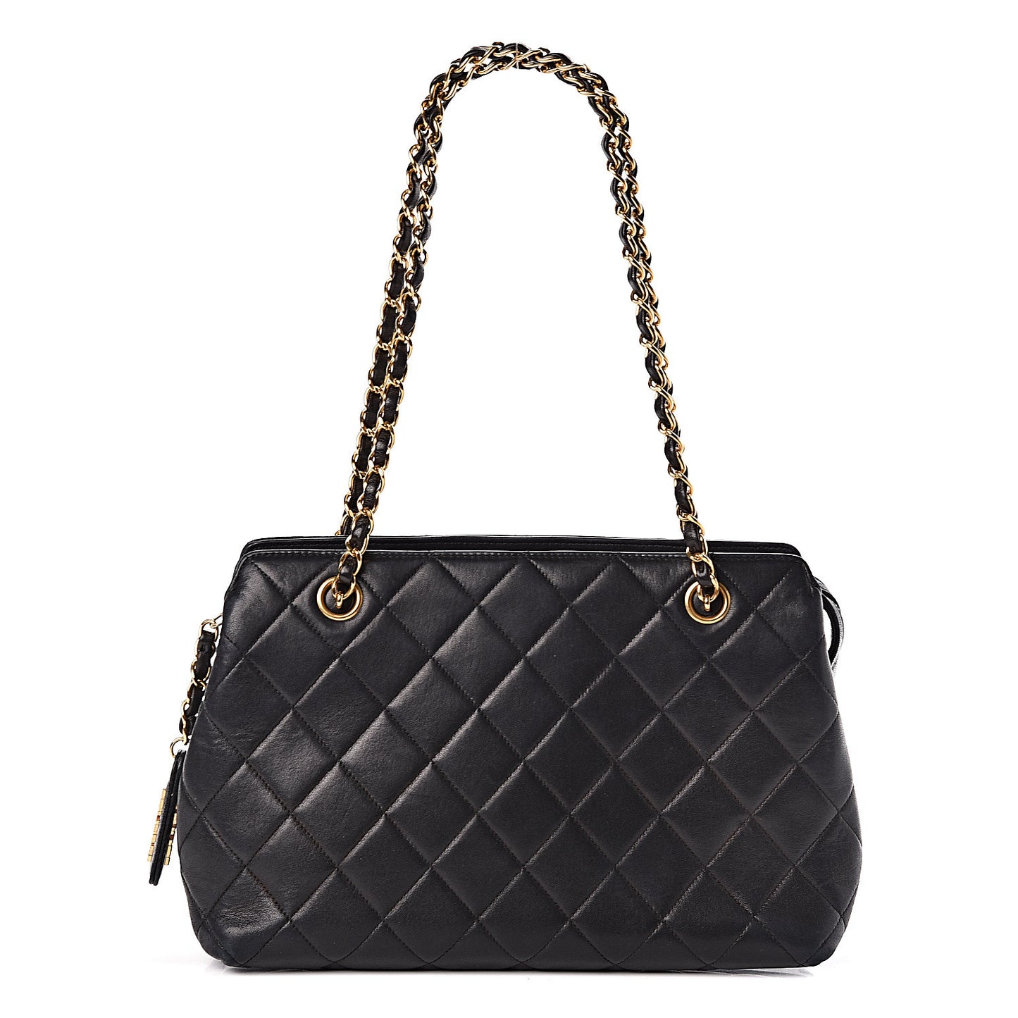 Lambskin Quilted Shoulder Bag Black