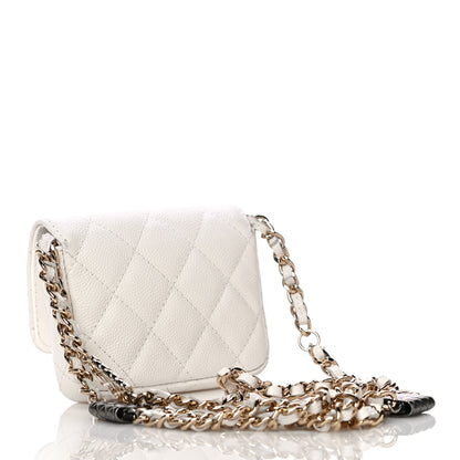 Chanel Caviar Quilted Belt Bag With Charms On Chain White 3 of 13