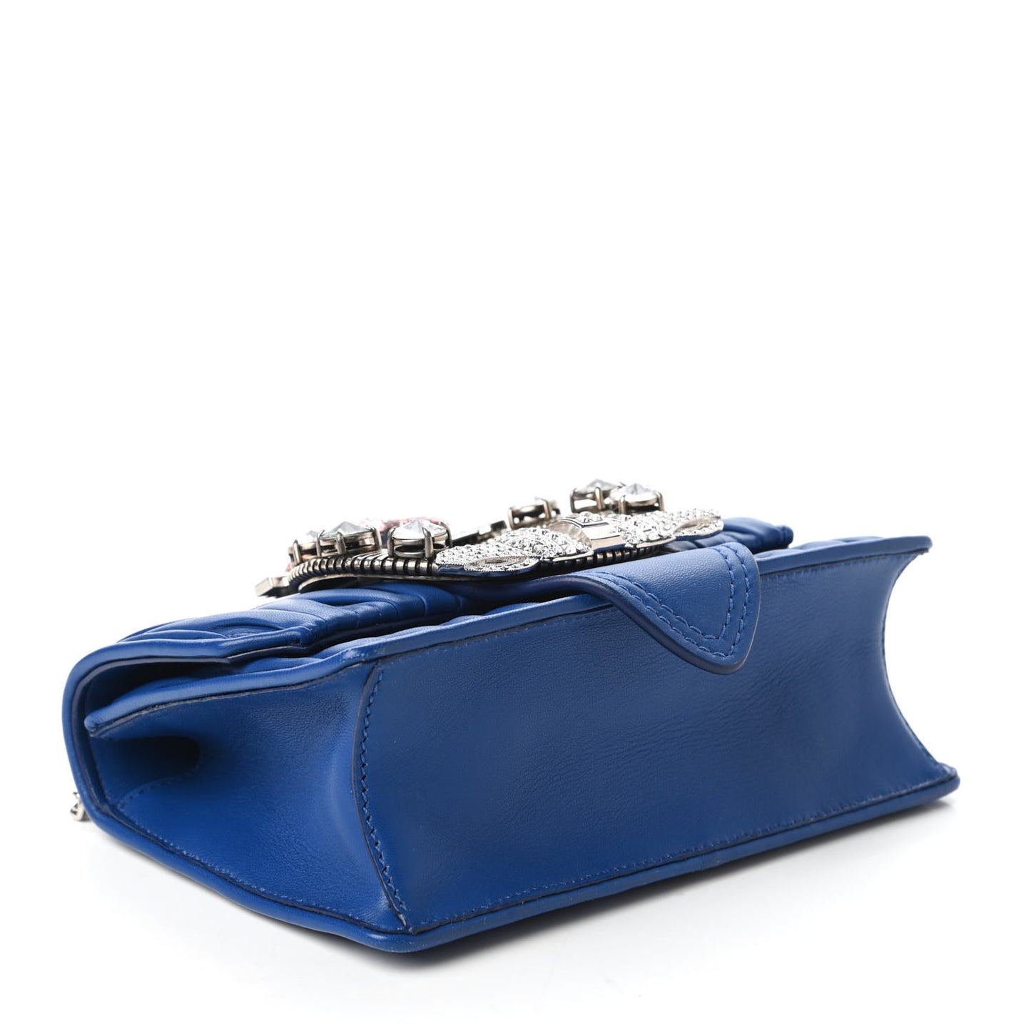Nappa Matelasse Crystal Embellished Lady Shoulder Bag Blue